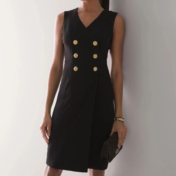 White House Black Market Sleeveless Classic Black Blazer Dress in Size 18 - Picture 1 of 13